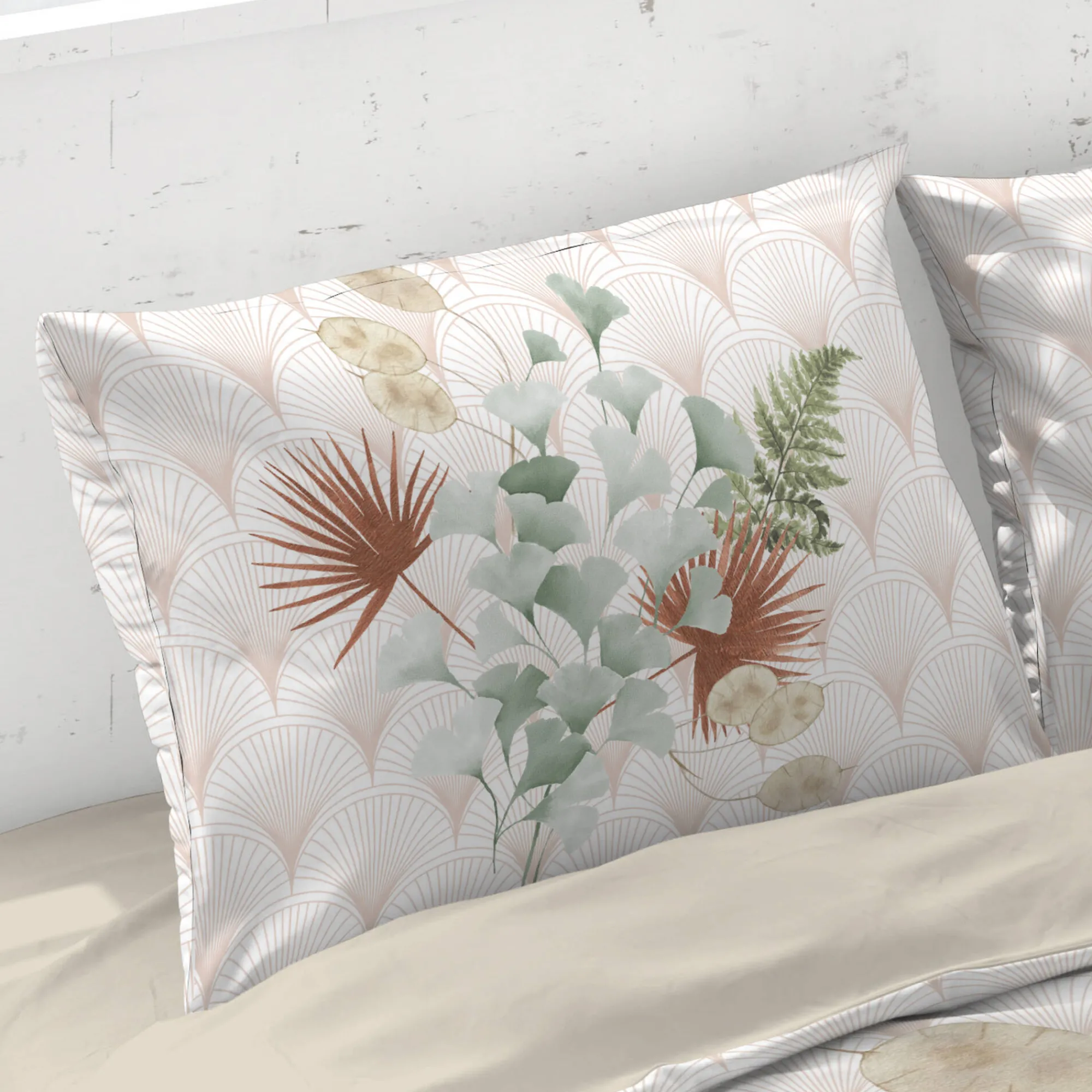 Delige Bedlinnenset|Kussensloop<Blancheporte Eve katoenen bedlinnen met bloemenprint wit