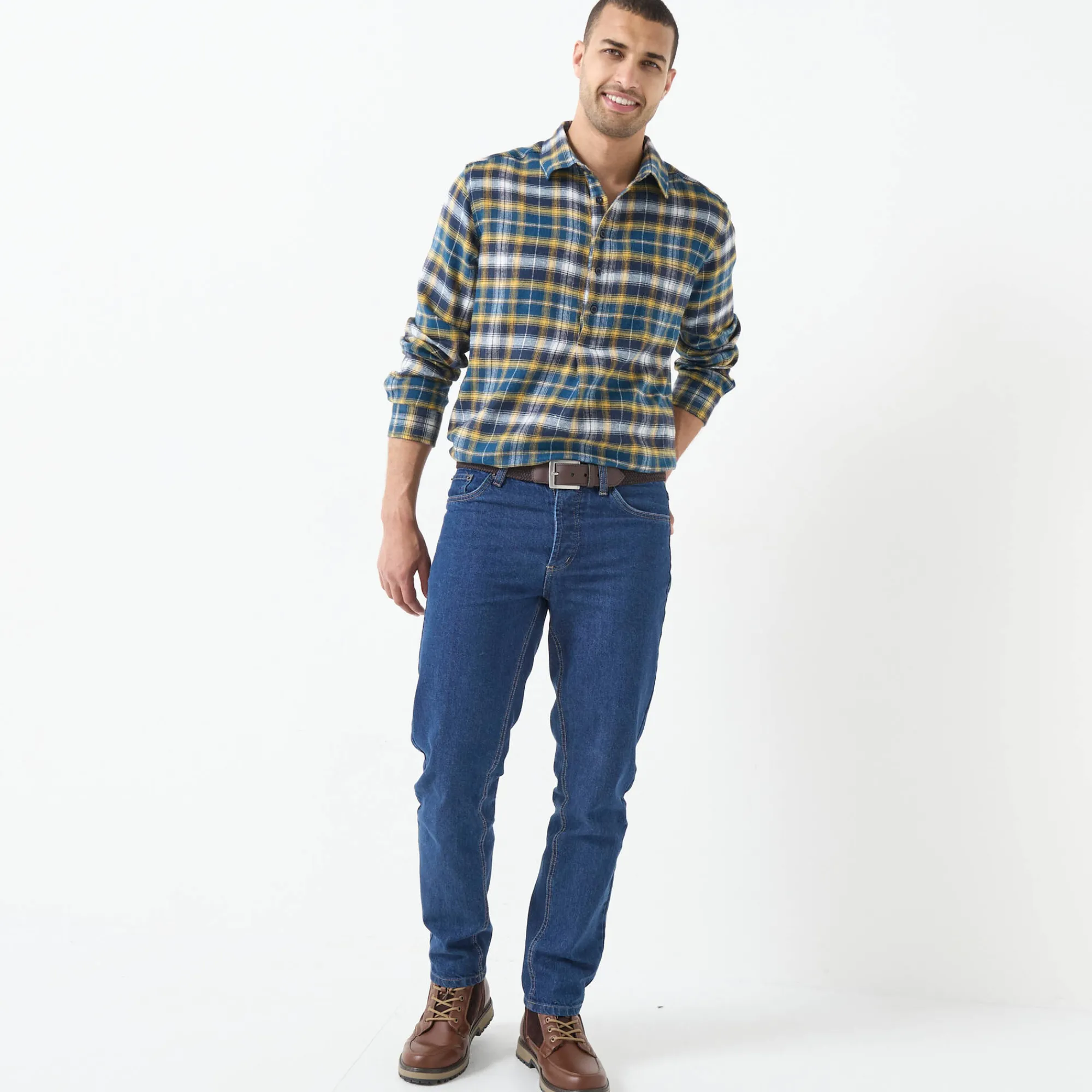 T-Shirt, Hemd En Polo<Blancheporte Extralang geruit hemd in flanel blauw