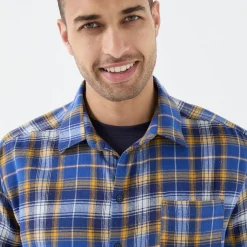 T-Shirt, Hemd En Polo<Blancheporte Extralang geruit hemd in flanel blauw / kerrie
