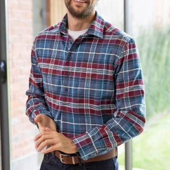 T-Shirt, Hemd En Polo<Blancheporte Extralang geruit hemd in flanel bordeaux