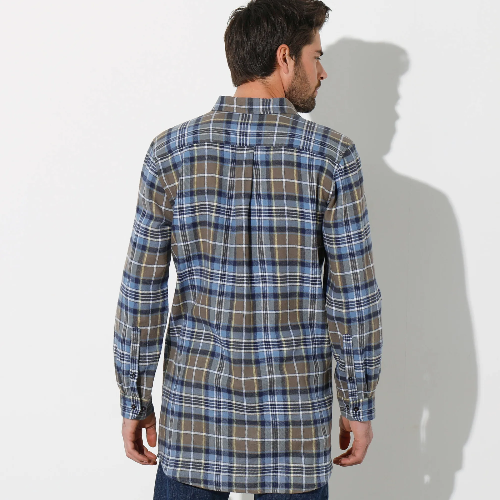 T-Shirt, Hemd En Polo<Blancheporte Extralang geruit hemd in flanel kaki