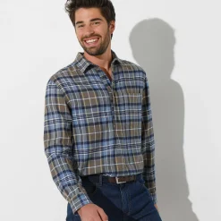 T-Shirt, Hemd En Polo<Blancheporte Extralang geruit hemd in flanel kaki