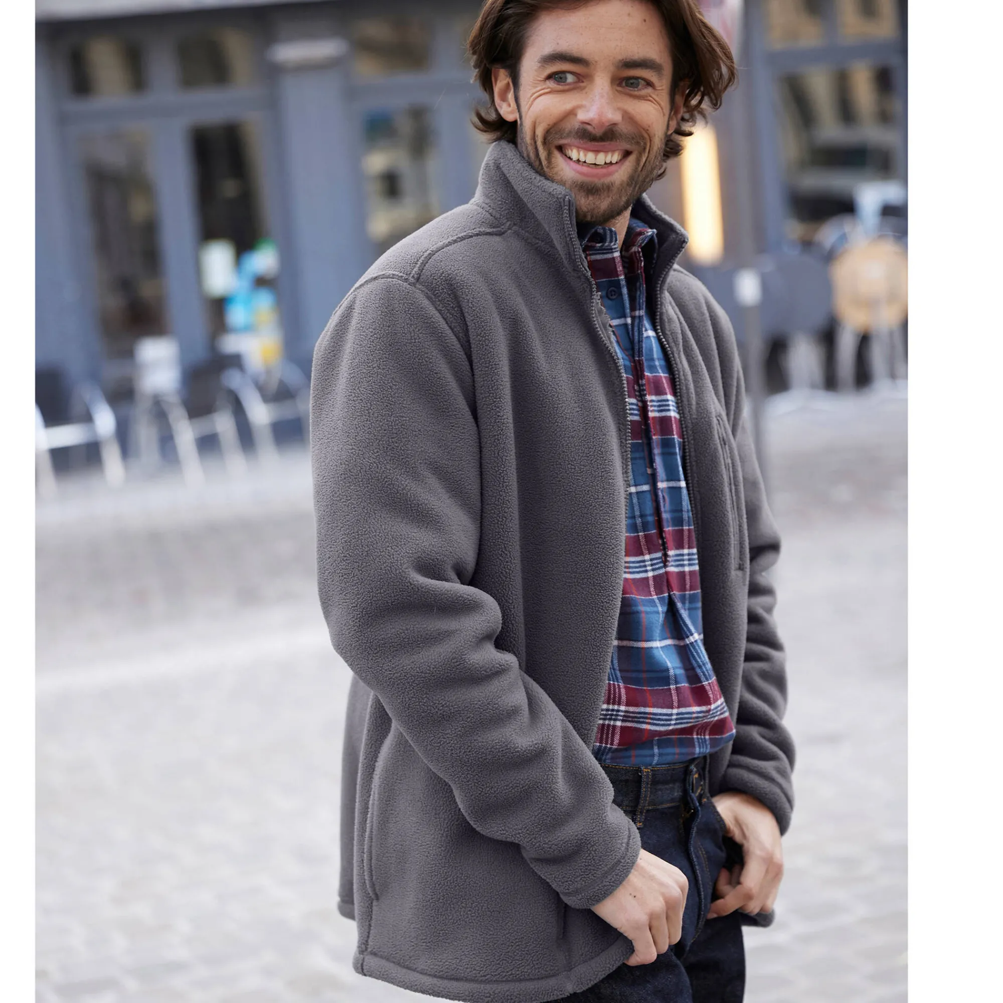 Sweater|Trui En Vest<Blancheporte Extrawarme blouson in fleece antraciet