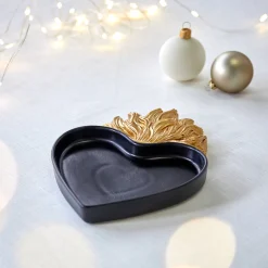 Feesttafel|Feestdecoratie<Blancheporte Ex-voto schaal, goudkleurig polyhars zwart