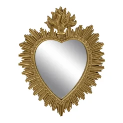 Feestdecoratie|Decoratieartikel<Blancheporte Ex-voto spiegel in hartvorm, polyhars goudkleurig