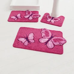 Badmatje<Blancheporte Fantasie badtapijtje met vlindermotief roze / fuchsia