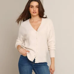 Trui En Vest<Blancheporte Fantasie gebreid vest, zacht aanvoelend ecru