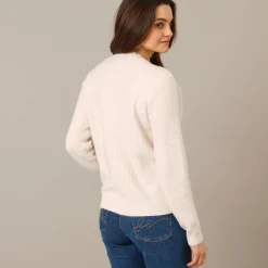 Trui En Vest<Blancheporte Fantasie gebreid vest, zacht aanvoelend ecru