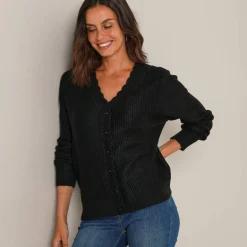 Trui En Vest<Blancheporte Fantasie gebreid vest, zacht aanvoelend zwart