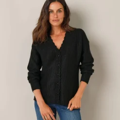 Trui En Vest<Blancheporte Fantasie gebreid vest, zacht aanvoelend zwart