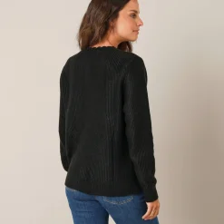 Trui En Vest<Blancheporte Fantasie gebreid vest, zacht aanvoelend zwart