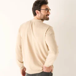 Feestoutfits Heren|Trui En Vest<Blancheporte Fijne trui met polokraag, rits en borduursel op de borst lichtbeige