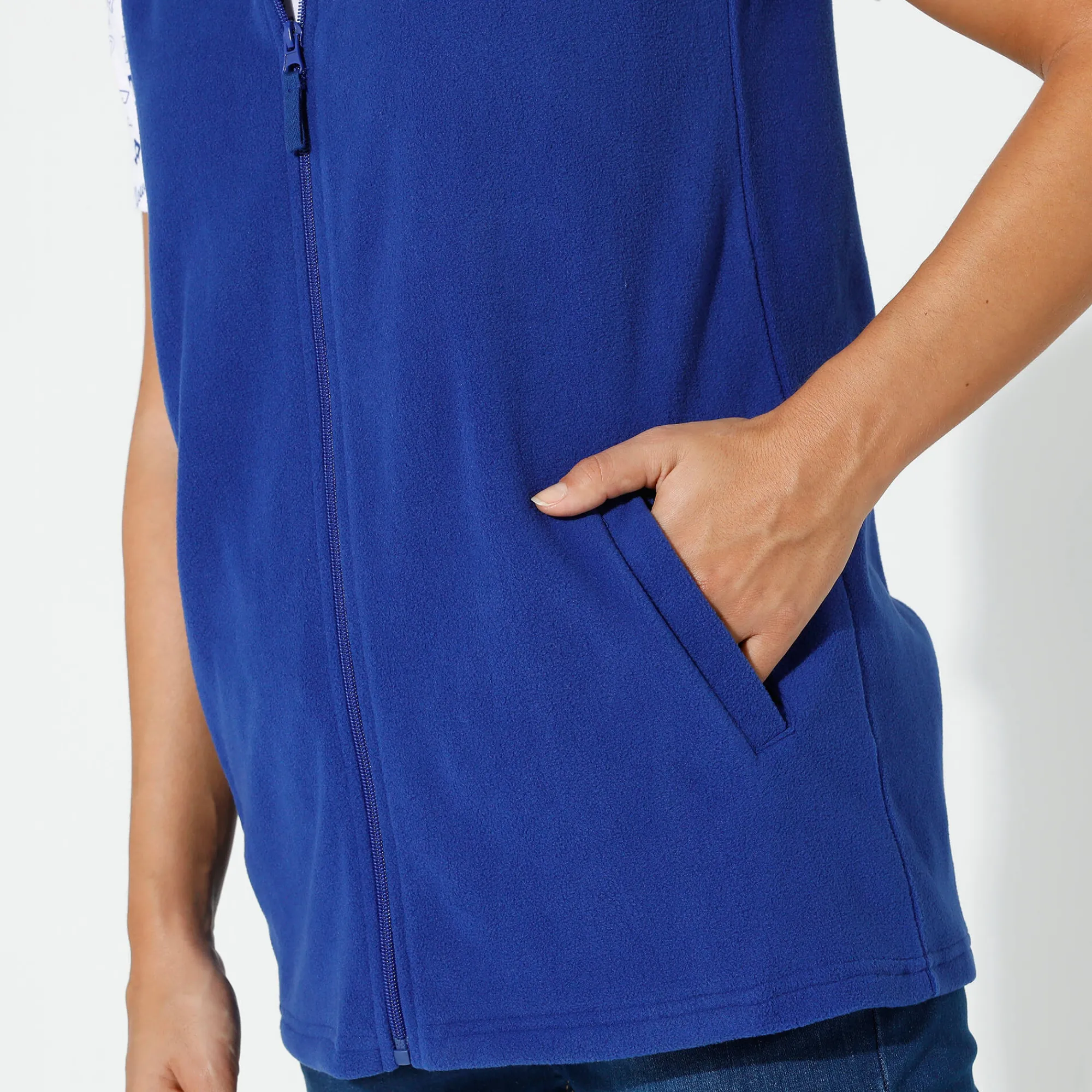 Trui En Vest<Blancheporte Fleece jasje met rits, zonder mouwen felblauw