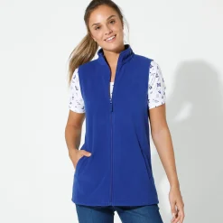 Trui En Vest<Blancheporte Fleece jasje met rits, zonder mouwen felblauw