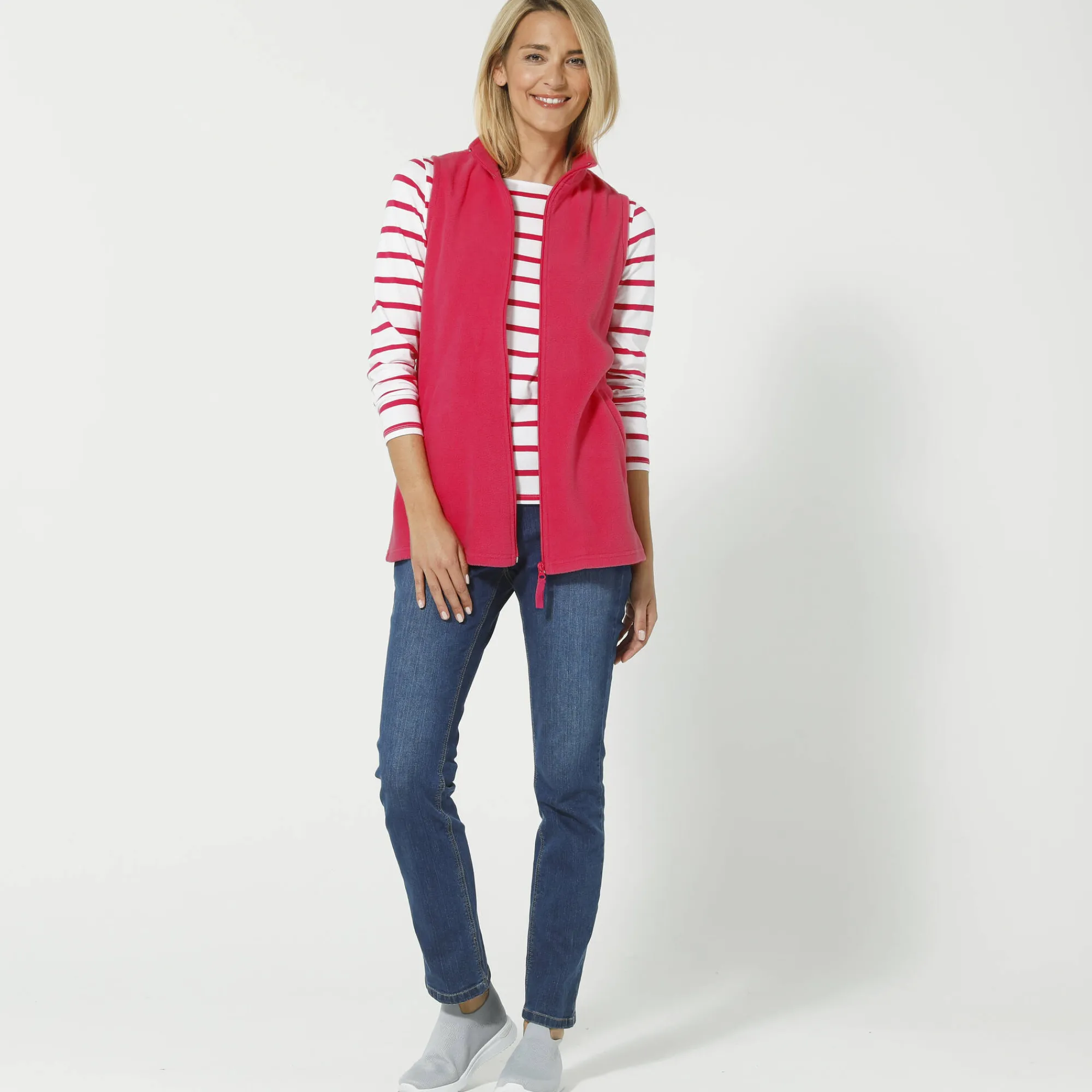 Trui En Vest<Blancheporte Fleece jasje met rits, zonder mouwen framboos