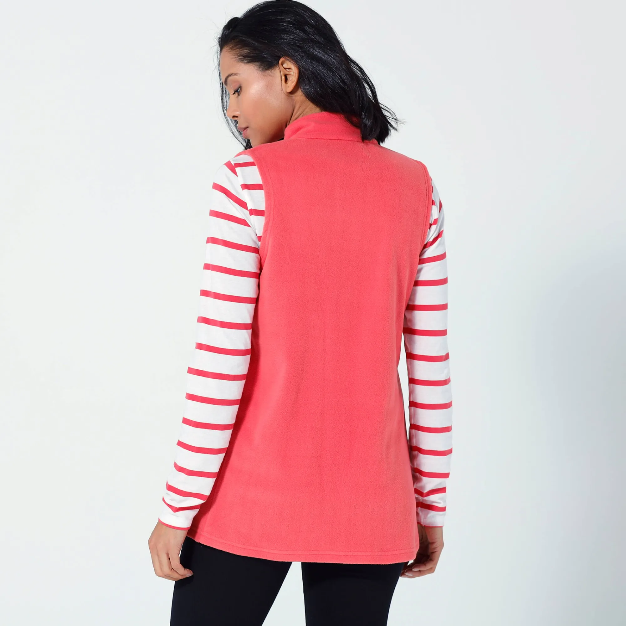 Trui En Vest<Blancheporte Fleece jasje met rits, zonder mouwen chiné koraal