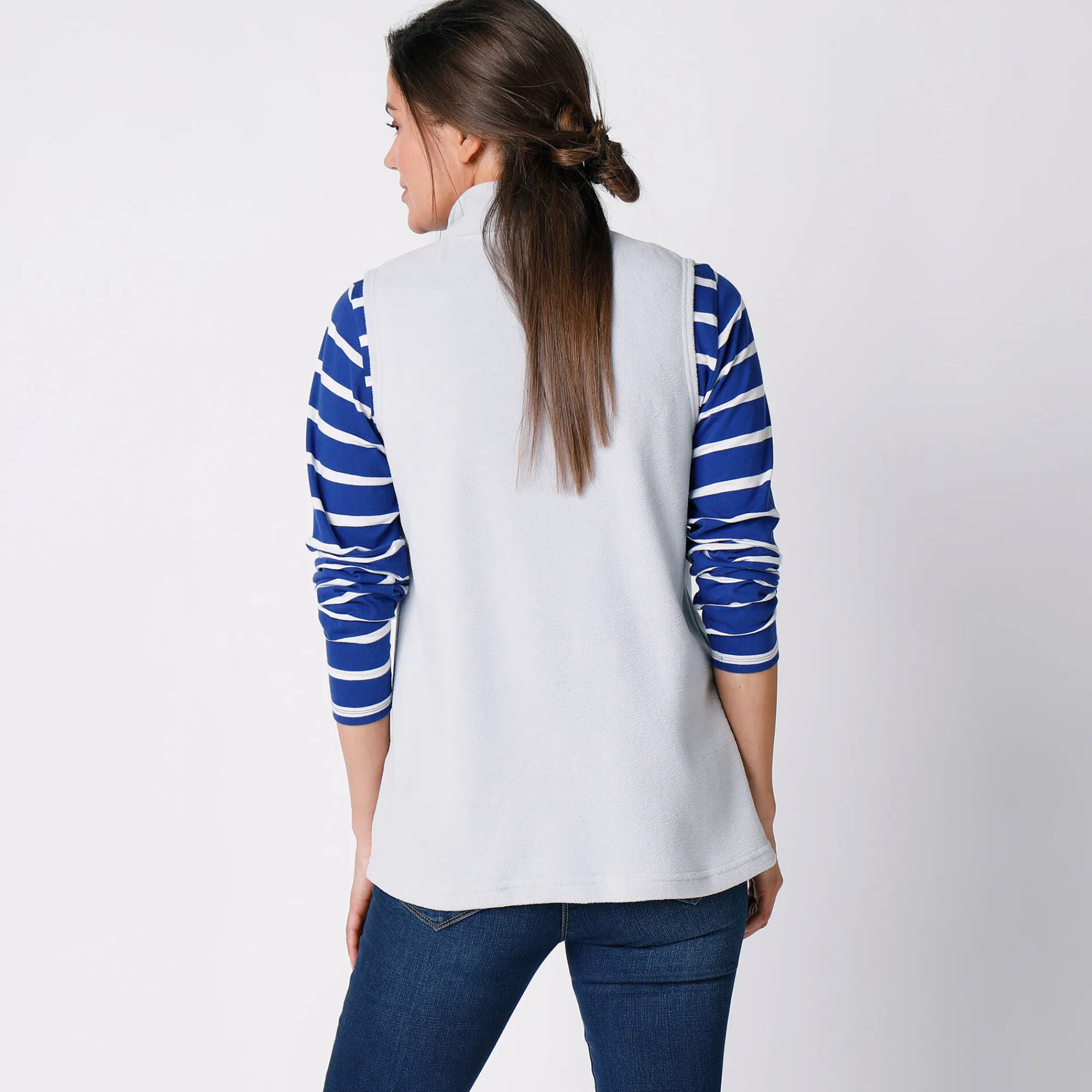 Trui En Vest<Blancheporte Fleece jasje met rits, zonder mouwen parelgrijs