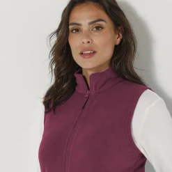 Trui En Vest<Blancheporte Fleece jasje met rits, zonder mouwen pruim