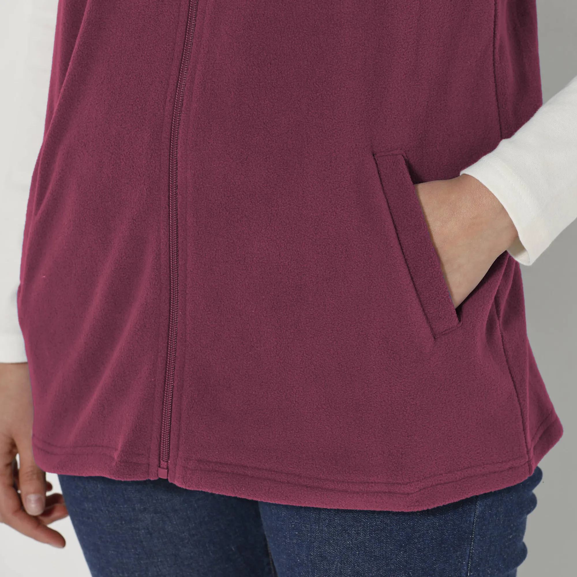 Trui En Vest<Blancheporte Fleece jasje met rits, zonder mouwen pruim