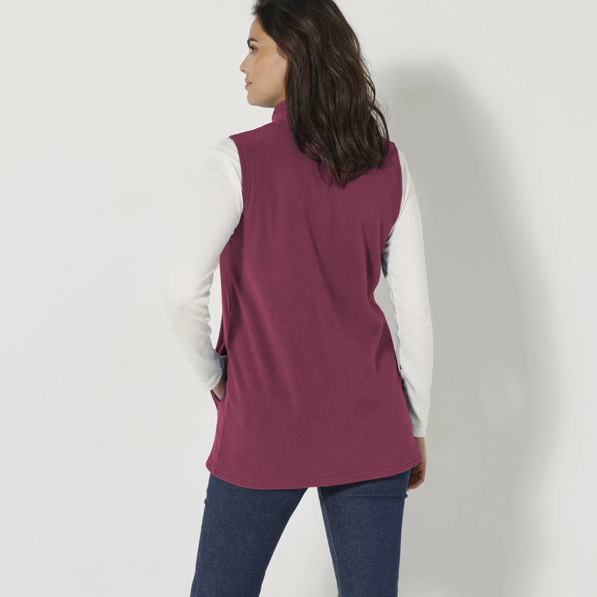 Trui En Vest<Blancheporte Fleece jasje met rits, zonder mouwen pruim