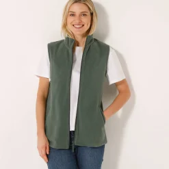 Trui En Vest<Blancheporte Fleece jasje met rits, zonder mouwen bronskleur