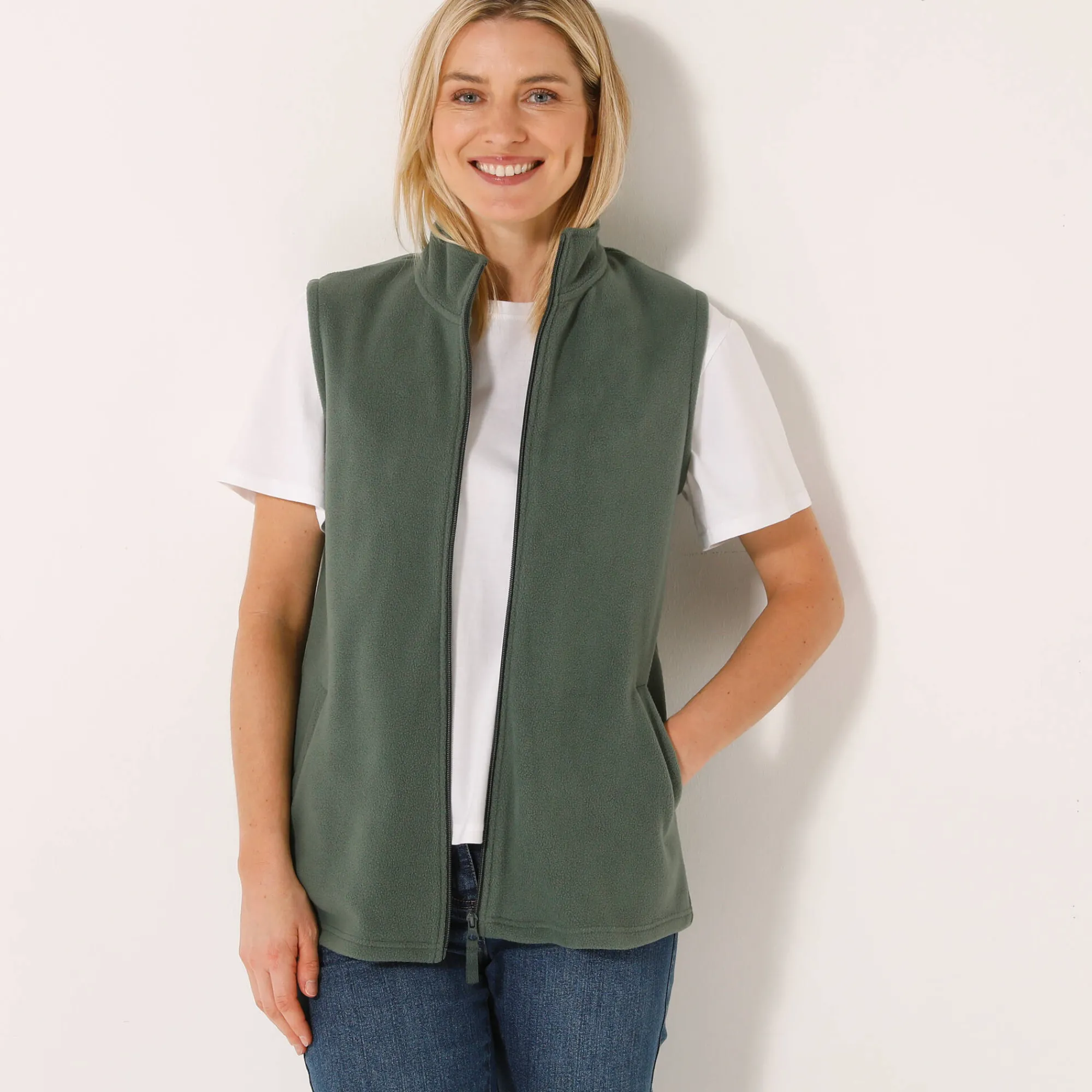 Trui En Vest<Blancheporte Fleece jasje met rits, zonder mouwen bronskleur