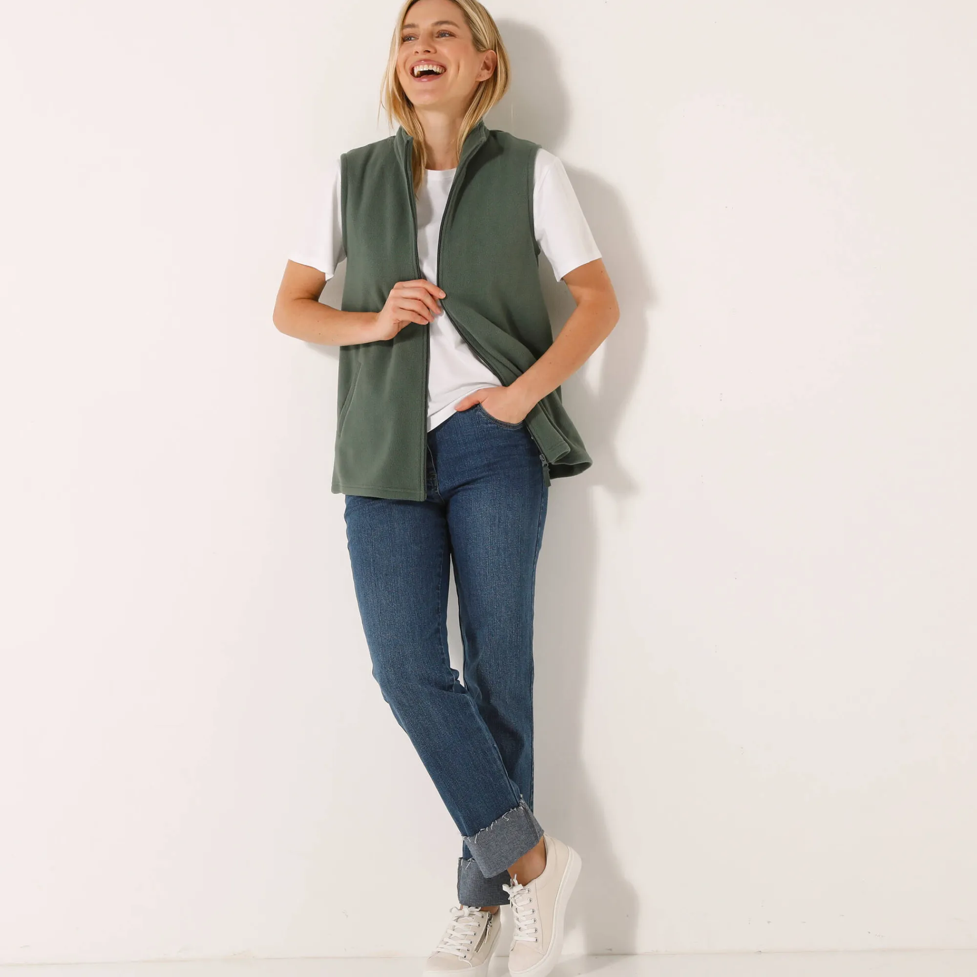 Trui En Vest<Blancheporte Fleece jasje met rits, zonder mouwen bronskleur
