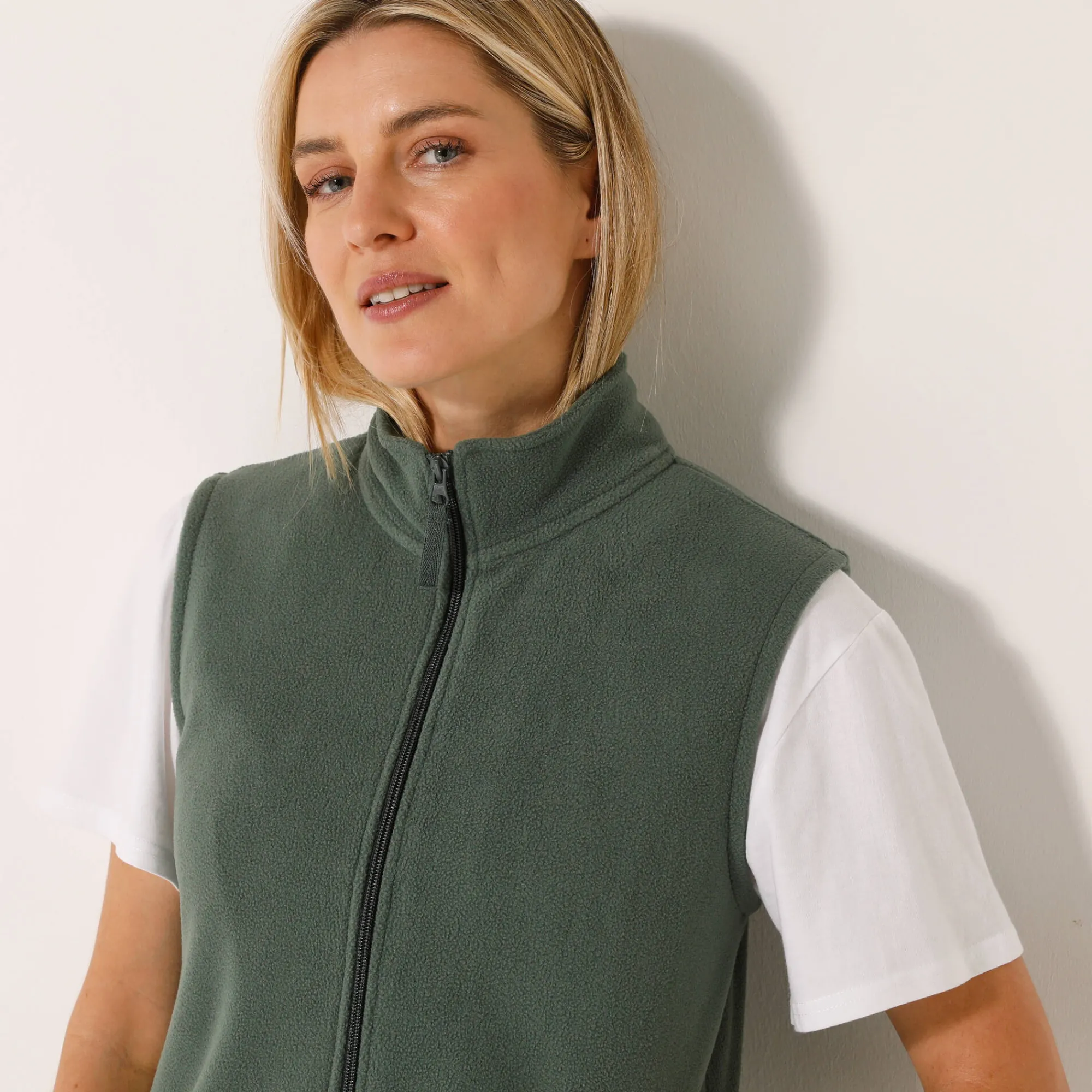 Trui En Vest<Blancheporte Fleece jasje met rits, zonder mouwen bronskleur