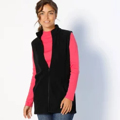 Trui En Vest<Blancheporte Fleece jasje met rits, zonder mouwen zwart