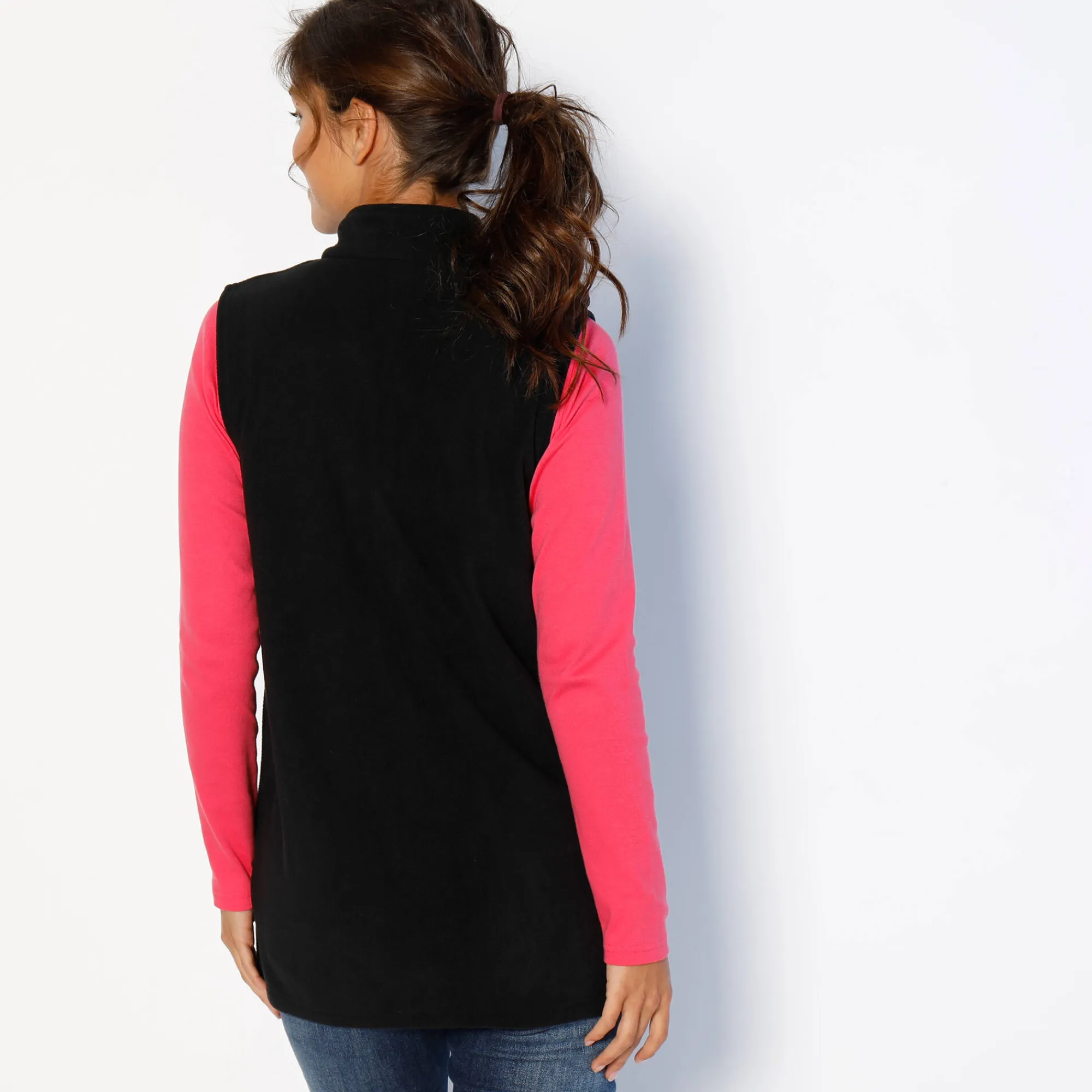 Trui En Vest<Blancheporte Fleece jasje met rits, zonder mouwen zwart