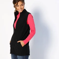 Trui En Vest<Blancheporte Fleece jasje met rits, zonder mouwen zwart