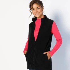 Trui En Vest<Blancheporte Fleece jasje met rits, zonder mouwen zwart