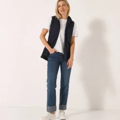 Trui En Vest<Blancheporte Fleece jasje met rits, zonder mouwen marine