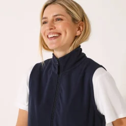 Trui En Vest<Blancheporte Fleece jasje met rits, zonder mouwen marine