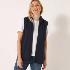 Trui En Vest<Blancheporte Fleece jasje met rits, zonder mouwen marine