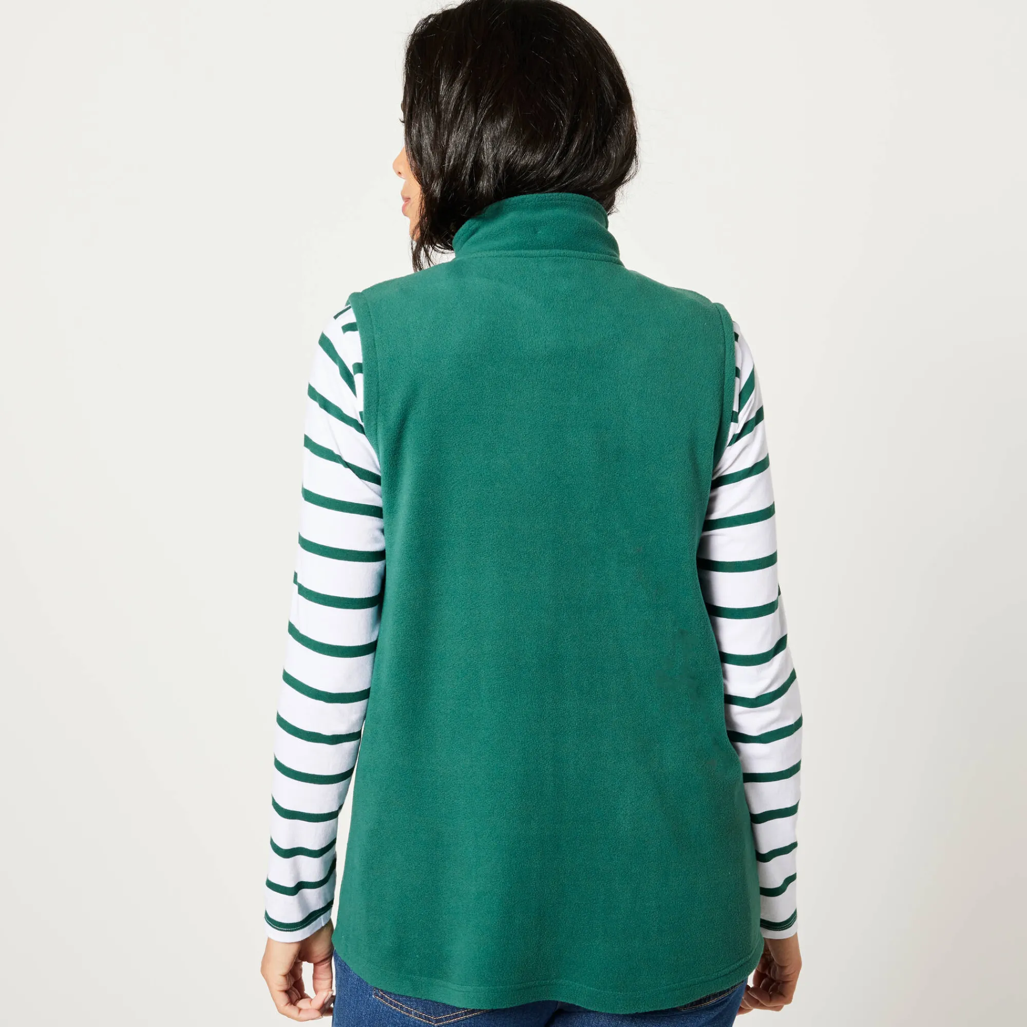 Trui En Vest<Blancheporte Fleece jasje met rits, zonder mouwen donkergroen