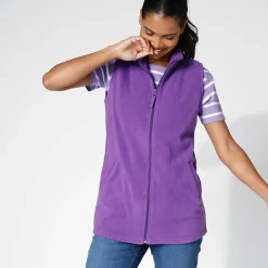 Trui En Vest<Blancheporte Fleece jasje met rits, zonder mouwen iris