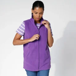 Trui En Vest<Blancheporte Fleece jasje met rits, zonder mouwen iris