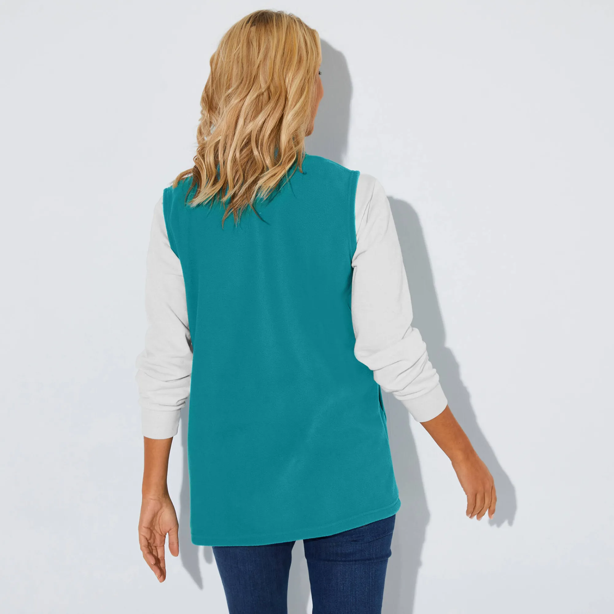 Trui En Vest<Blancheporte Fleece jasje met rits, zonder mouwen eendenblauw