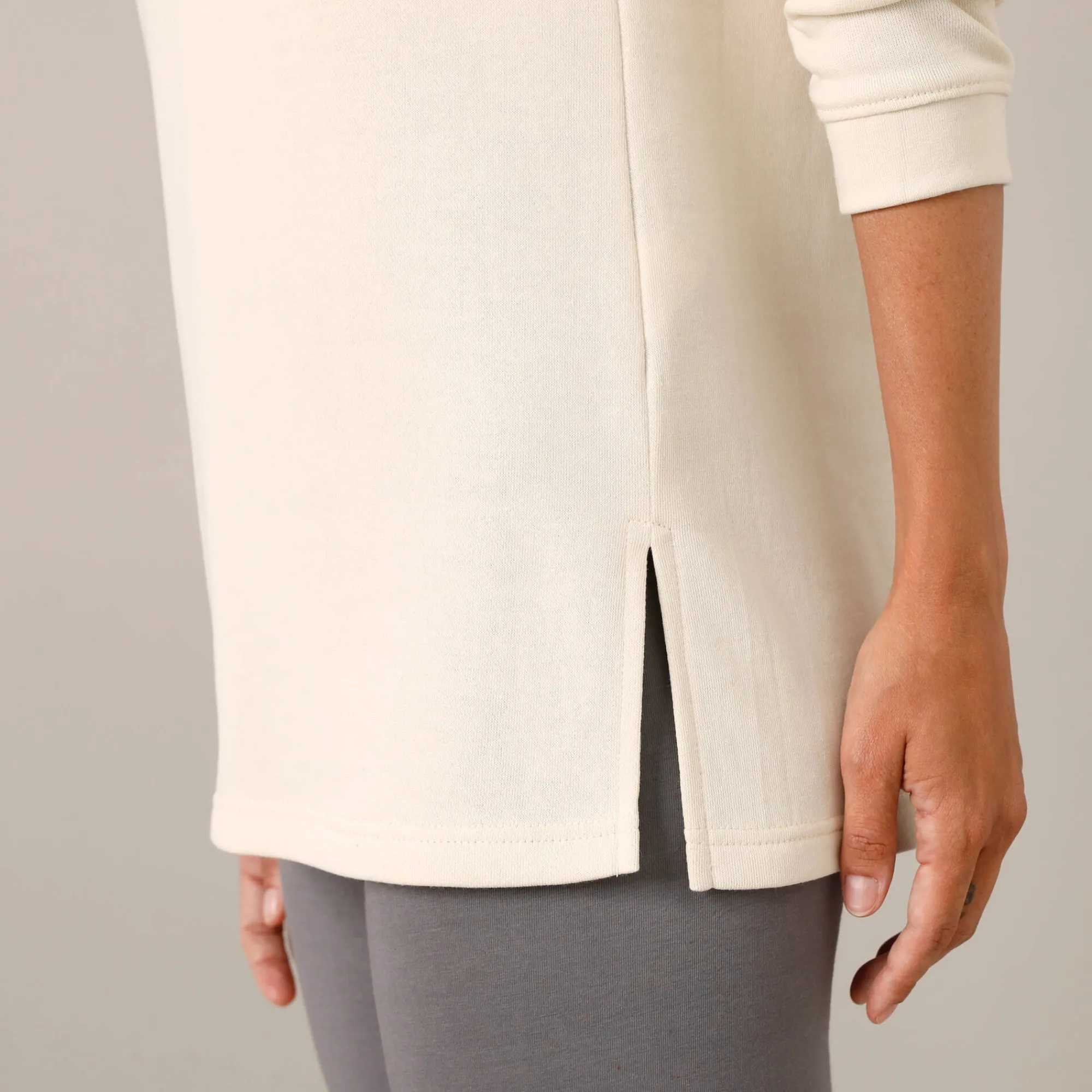 Pyjama<Blancheporte Fleece pyjamabroek met legging, ‘relax’-print ecru / grijs