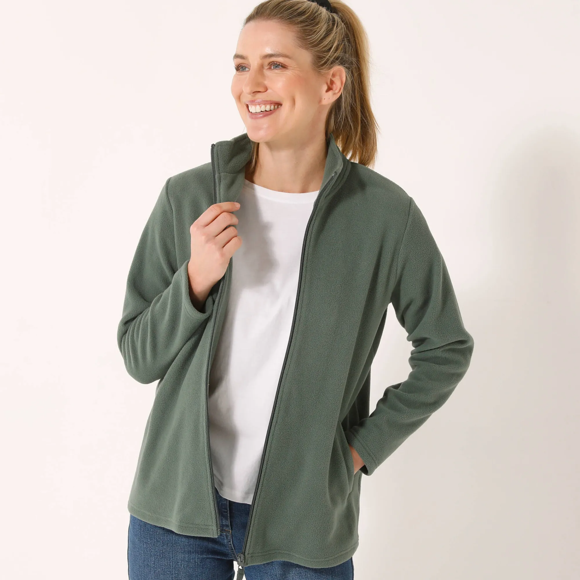 Trui En Vest<Blancheporte Fleecejasje met rits en lange mouwen bronskleur