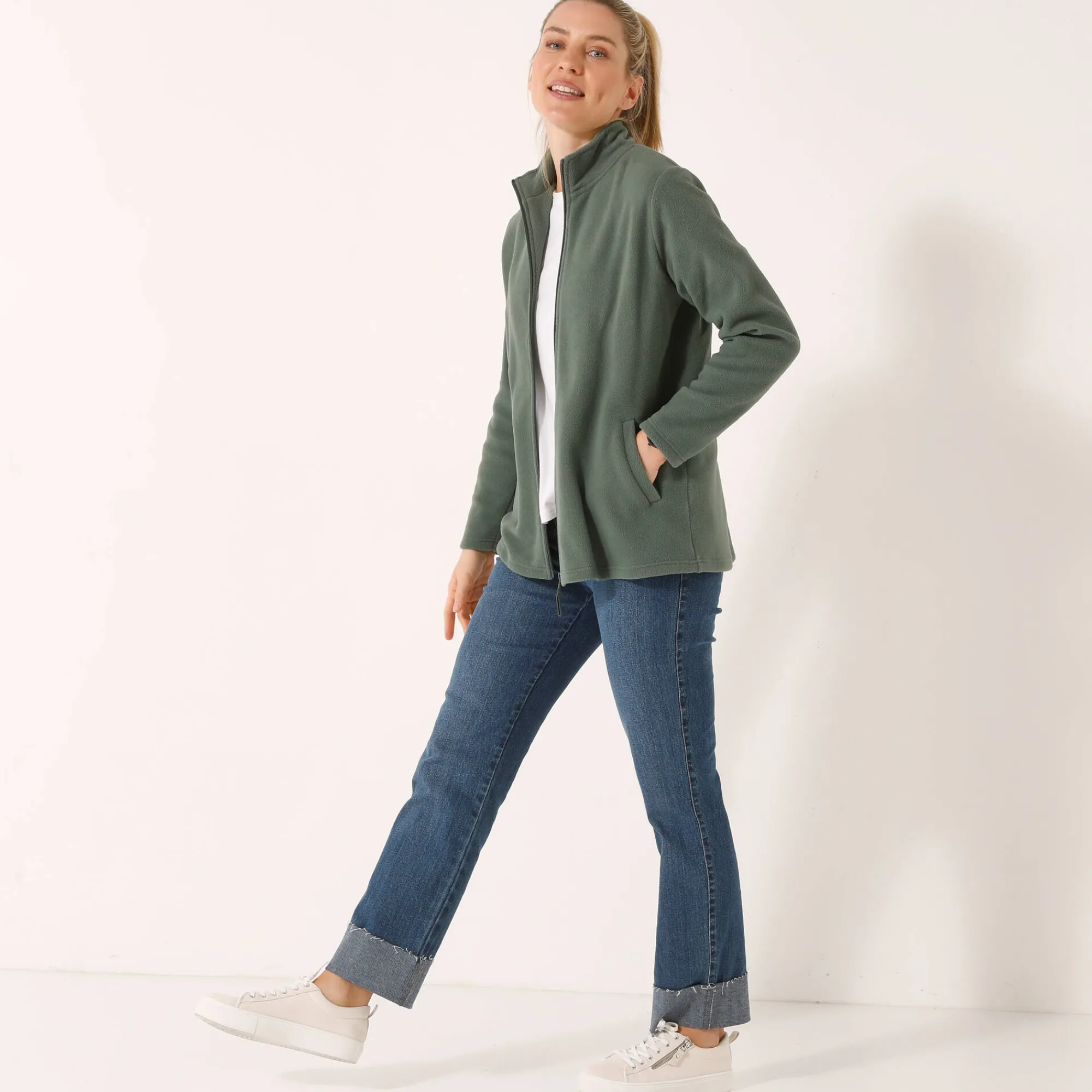 Trui En Vest<Blancheporte Fleecejasje met rits en lange mouwen bronskleur