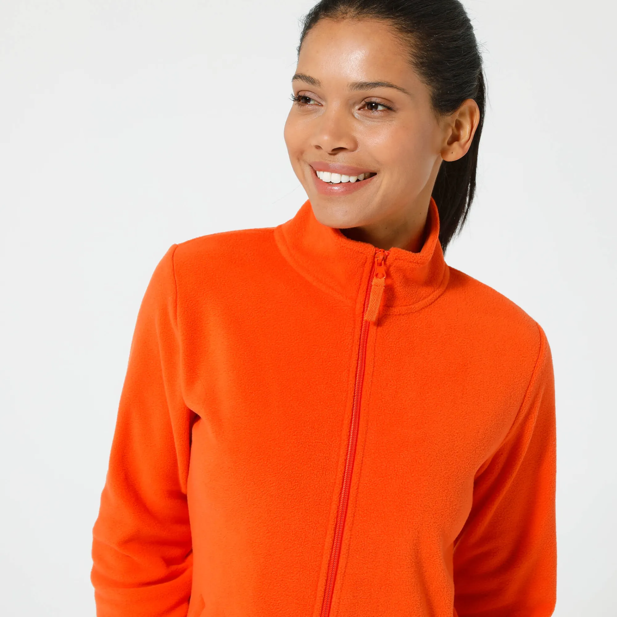 Trui En Vest<Blancheporte Fleecejasje met rits en lange mouwen oranje