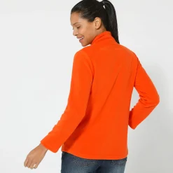 Trui En Vest<Blancheporte Fleecejasje met rits en lange mouwen oranje