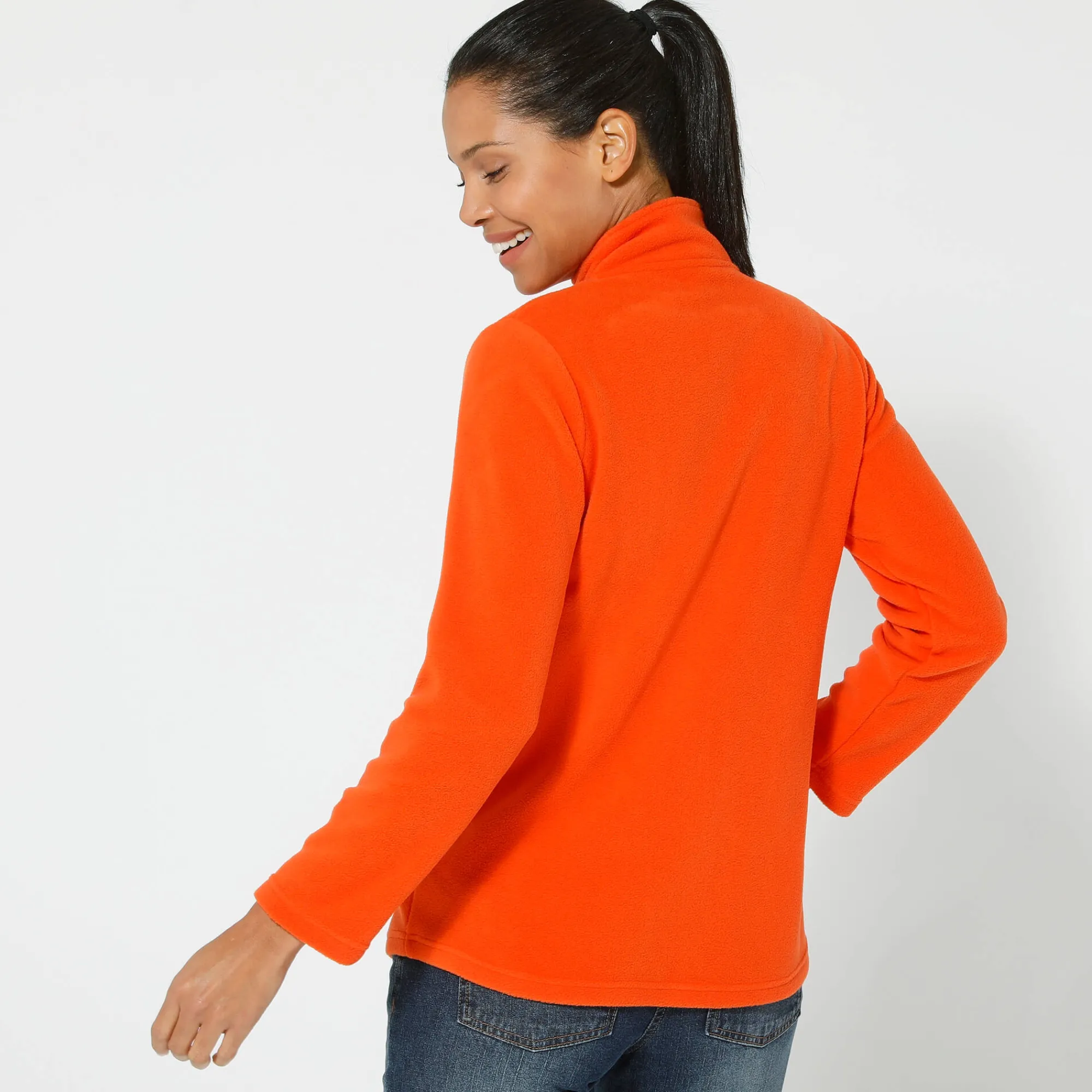Trui En Vest<Blancheporte Fleecejasje met rits en lange mouwen oranje
