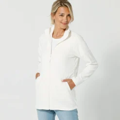 Trui En Vest<Blancheporte Fleecejasje met rits en lange mouwen ecru