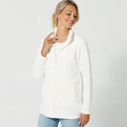 Trui En Vest<Blancheporte Fleecejasje met rits en lange mouwen ecru