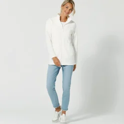 Trui En Vest<Blancheporte Fleecejasje met rits en lange mouwen ecru