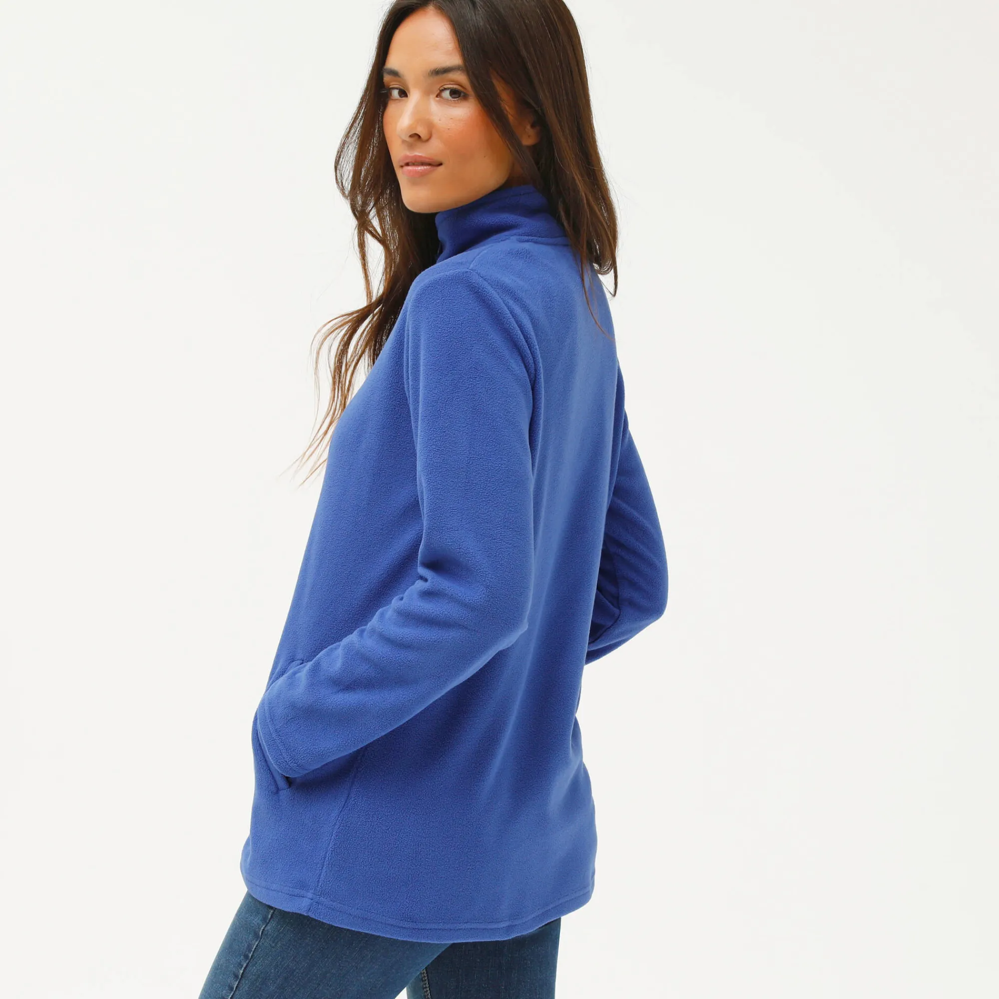 Trui En Vest<Blancheporte Fleecejasje met rits en lange mouwen felblauw