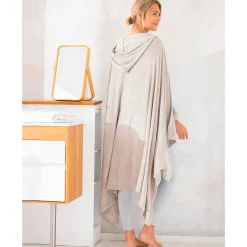 Plaid<Blancheporte Fleeceplaid met kap, speciaal voor tv-kijken ecru